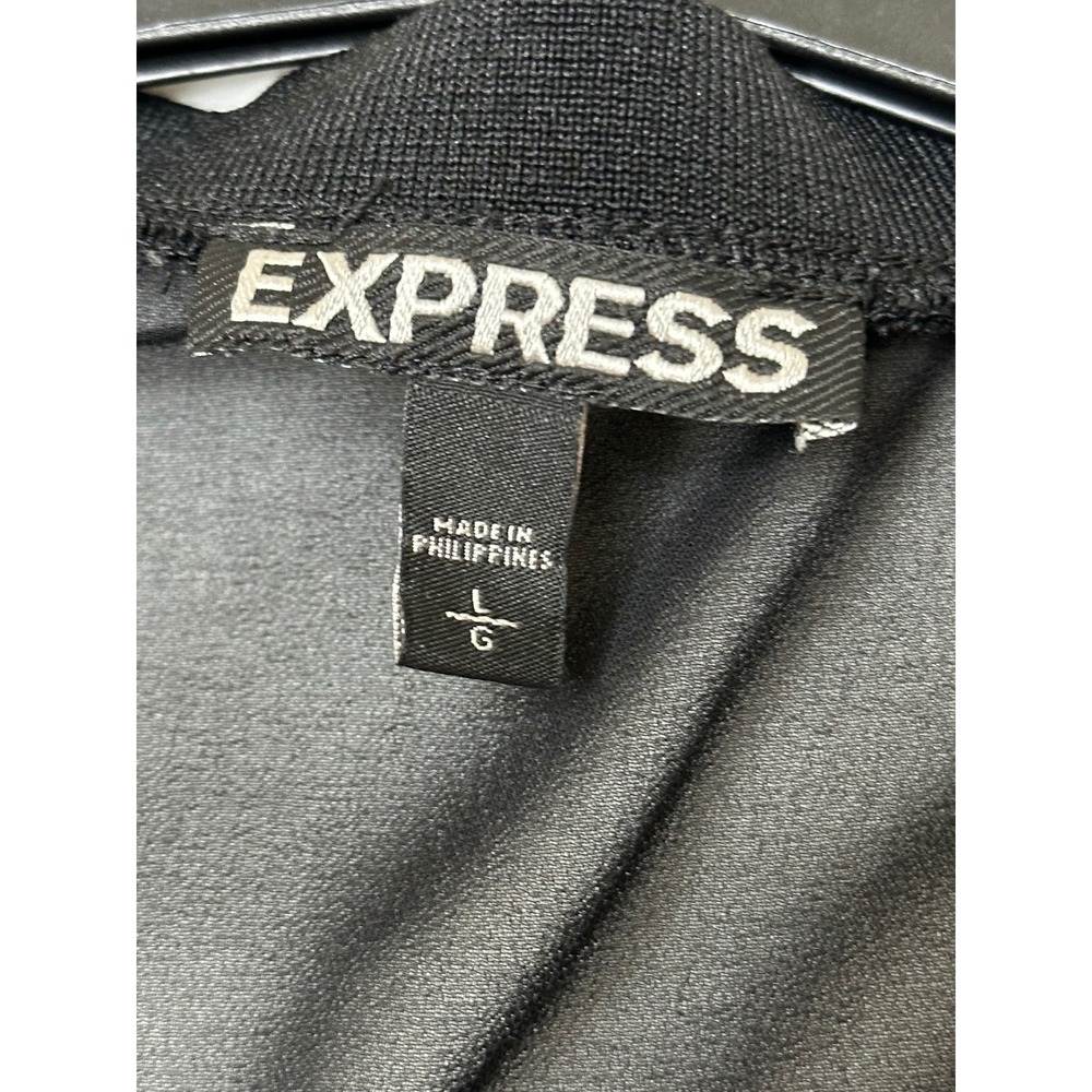 Express Womens Black Satin Chiffon Mixed Media 3/4 Sleeve Blouse Large - Picture 2 of 13
